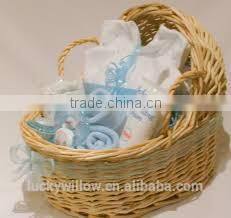 Antique wicker new baby gift basket
