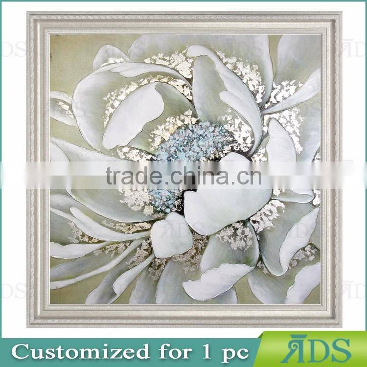 Home Decor Handmade Art Modern Canvas White Flower Oil Painting