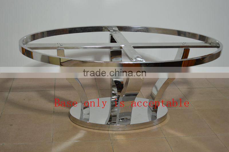 Stainless steel base round dining table with marble top