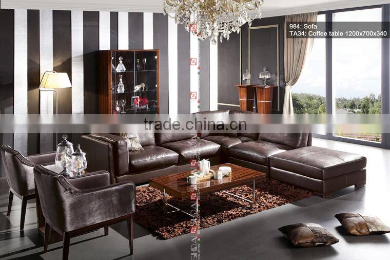 Modern Top Grain Leather Sectional Right Chaise Down Feather Wine Sofa 984