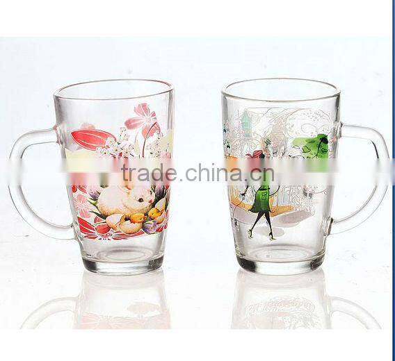 Environmental friendly glass coffee mugs with decal logo