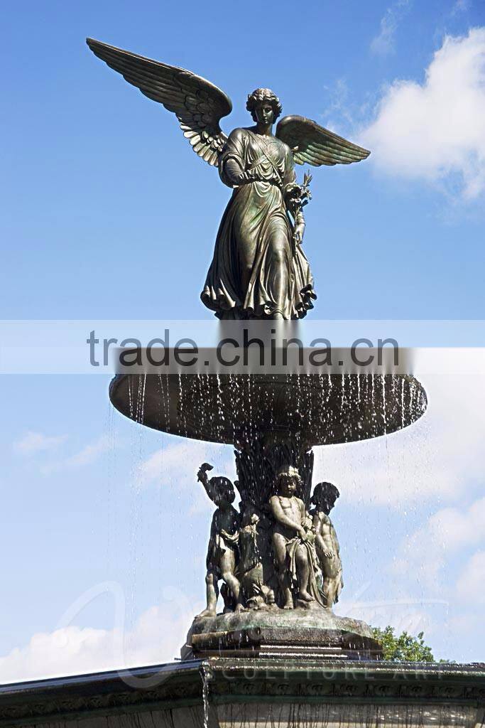 Outdoor large decoration metal crafts bronze angel statue garden fountain for sale