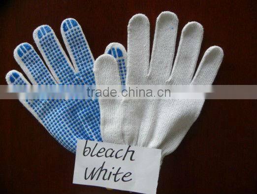 blue PVC dot knitting work gloves