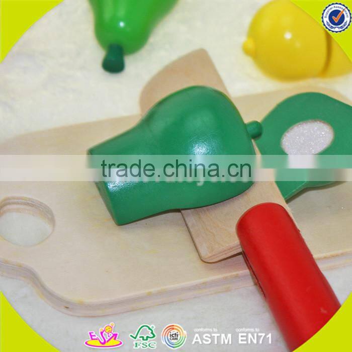 wholesale baby wooden fruit cutting toy, DIY kids wooden fruit cutting toy, role play children wooden fruit cutting toy W10B114