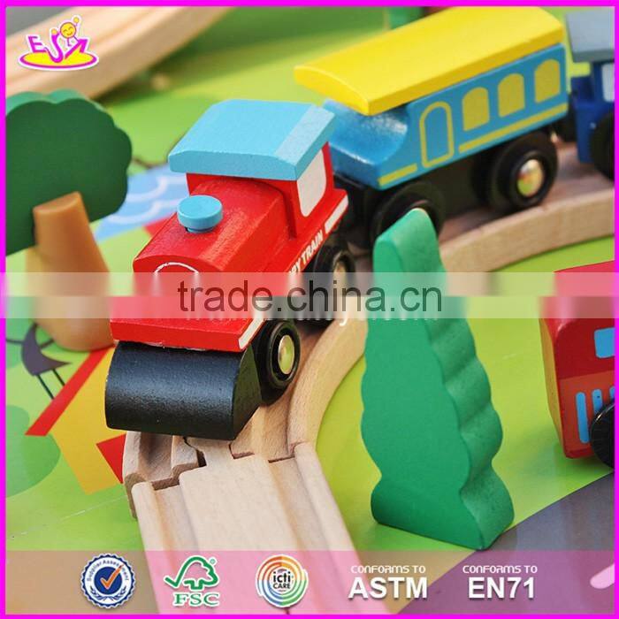 2017 New design educational kids activity toys wooden train table set W04C070