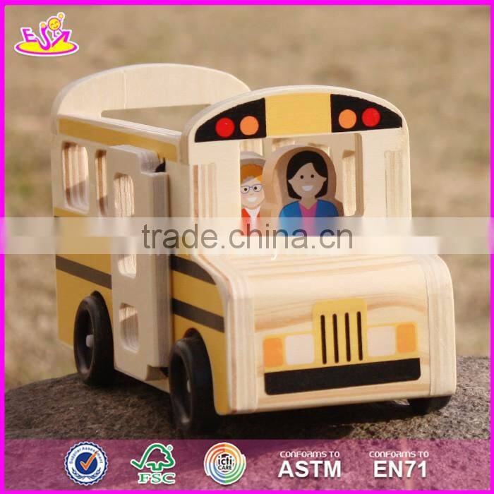 2017 New design toddlers go sightseeing wooden bus toys W04A340