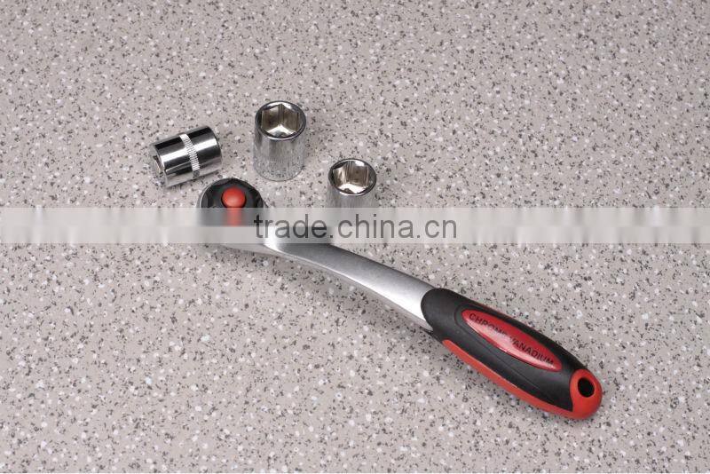 OK-toolsratchet handle, curved handle with pear-type handle, 40cr+crmo material, PP+TRP handle, good quality ratchet handle