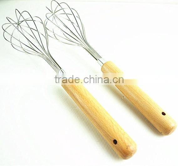 37056 new style stainless steel whisk with wooden handle