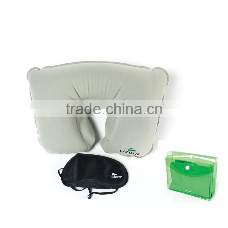 Cheap Price Convenient Quality Flocking Inflatable Cushion , Airplane Car Travel Cushion