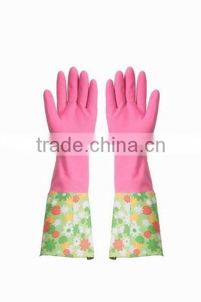 Household all purpose Retro funky floral design rubber gloves wash up
