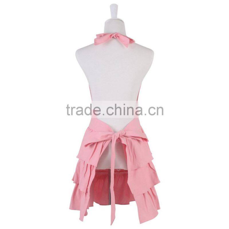 100% Cotton Canvas Apron Adjustable Neck Waist Ties Trendy Three Layers Custom Apron of Ruffles Apron For Cooking Baking BBQ
