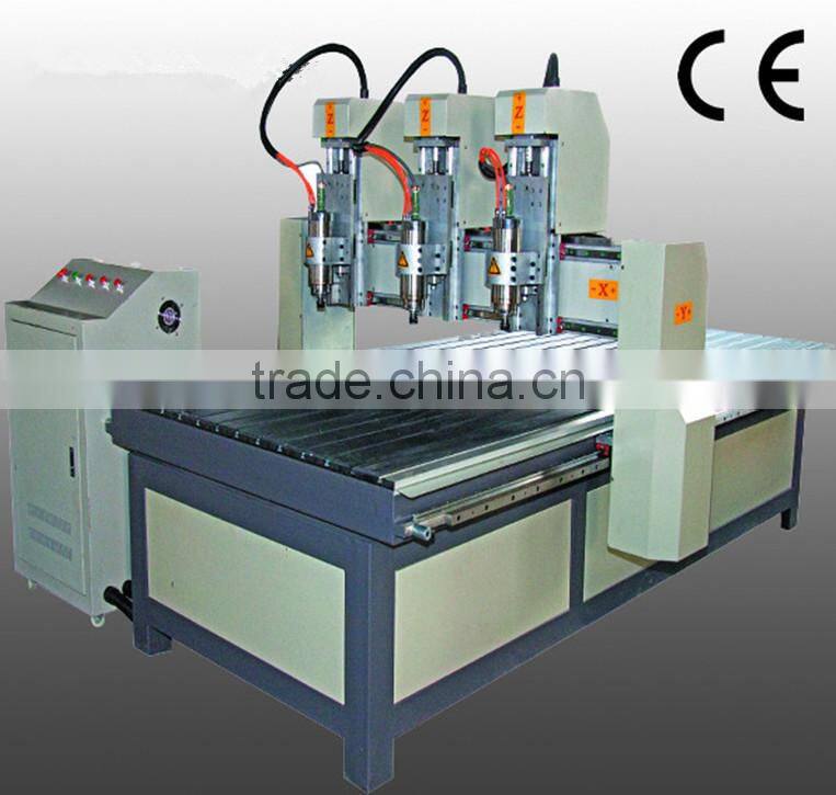 wood 3 head cnc router with 3 kw water cooled spindle