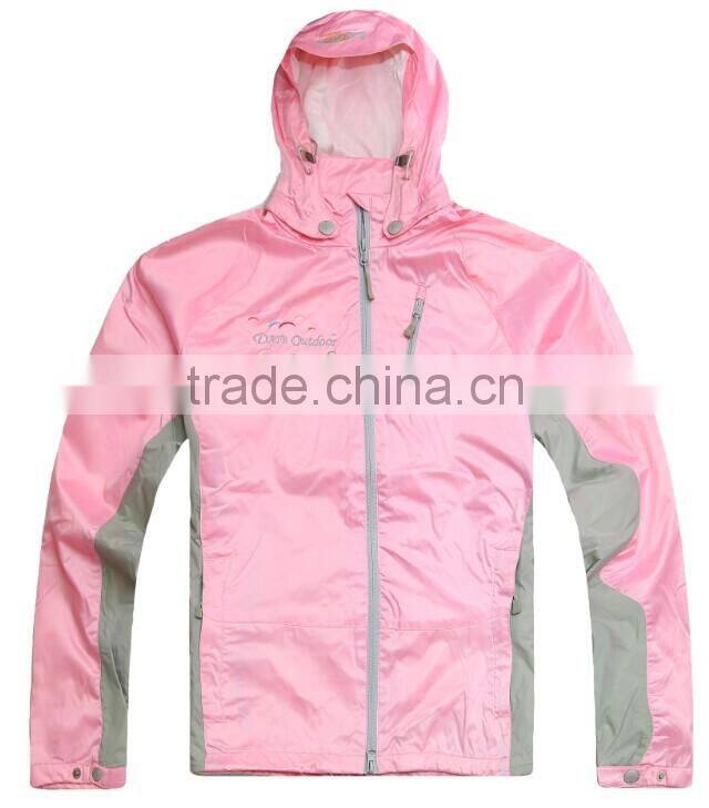 Bulk wholesale high quality parachute pink color custom branded jackets women 2016 winter
