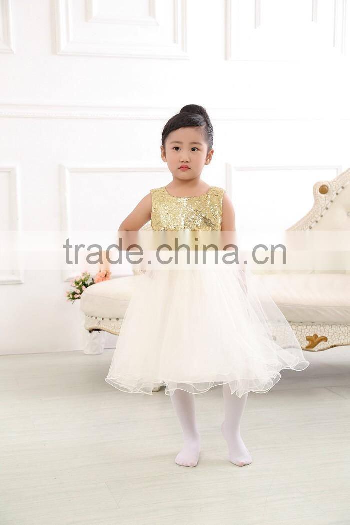 Wholesale fashion baby party dress princess dress baby girl sequin big bow wedding dress