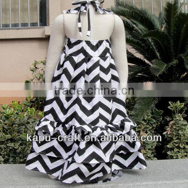 Chevron maxi backless kids dresses