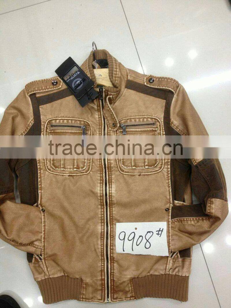 NEWEST TOP FASHION MEN WINTER PU JACKET WITH HOOD