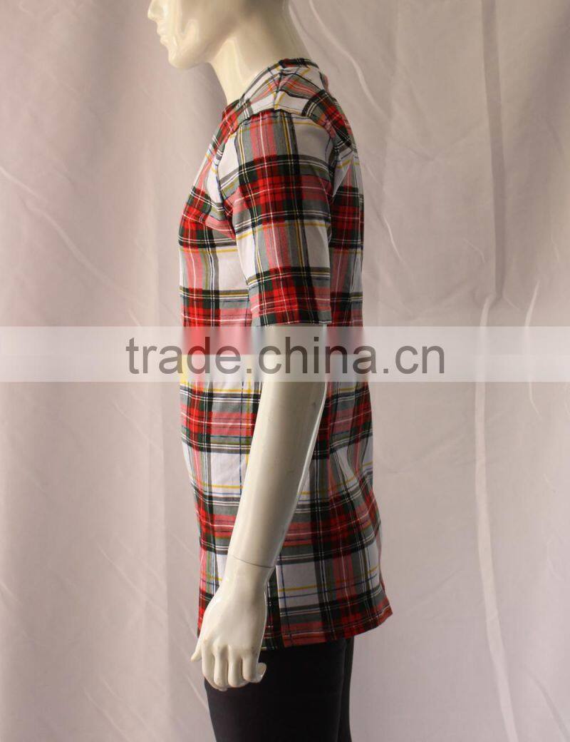 cotton all over printed tartan t shirts men