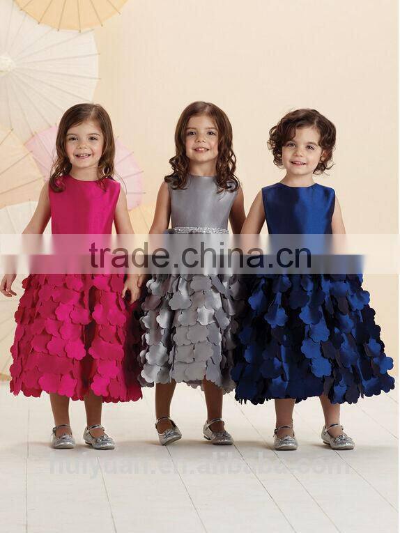 high quality satin beaded baby gown red flower girls dresses