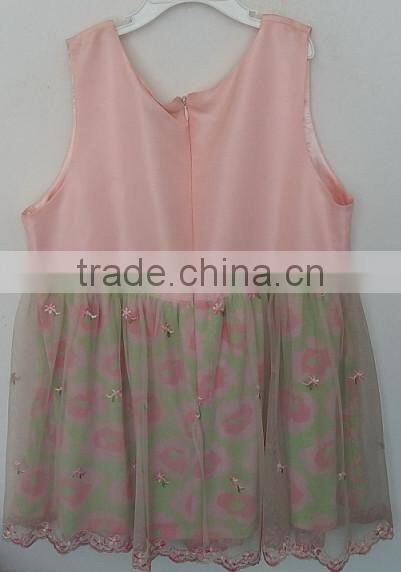 baby girls pink beautiful printed and embroidered lace dress for summer