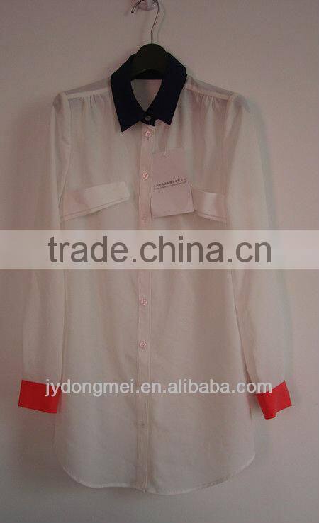 2015chiffon blouse long sleeve fashion style