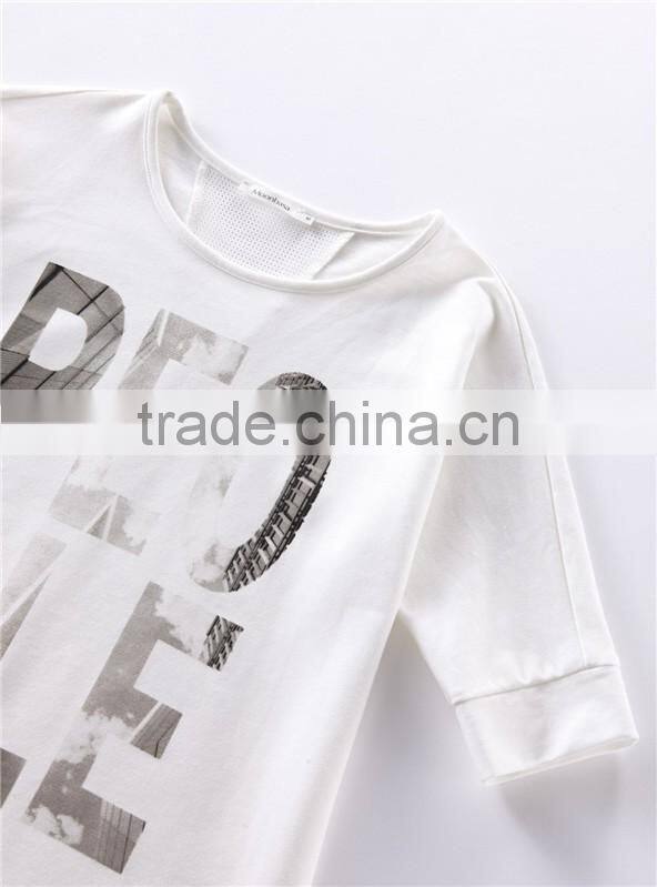 Customized 100% Cotton Fleece pullover Sweatshirts print 1/2 sleeve crewneck pullover t shirt