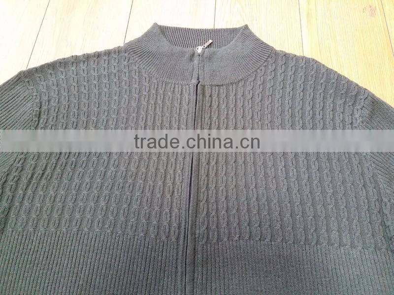 men melange yarn cardigan zipper up long sleeve sweater