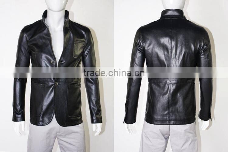 2014 new brand design new fashion leather jacket custom made fake leather jacket