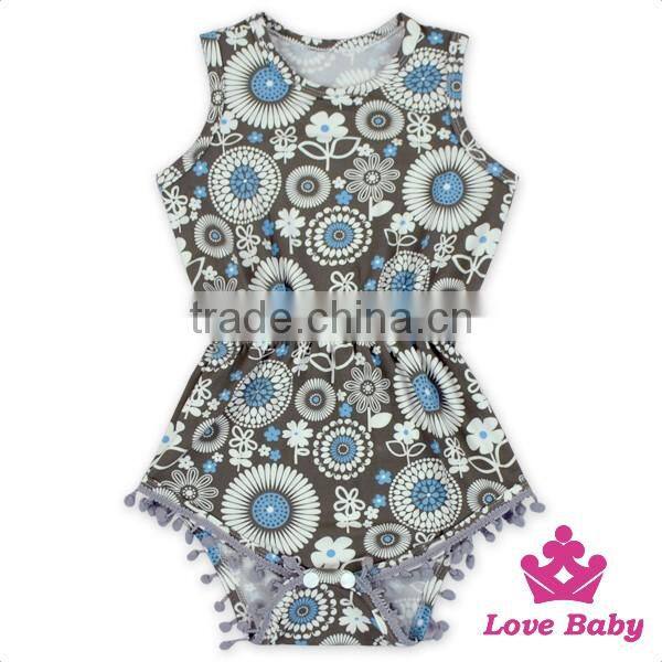 2LLY-090 Lovebaby punjabi suits online printed pattern sleeveless pom pom romper