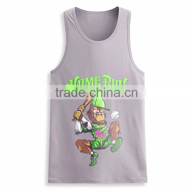 Cheap Printed Front 100 Cotton Wholesale Men Bodybuilding Custom Stringer Tank Top