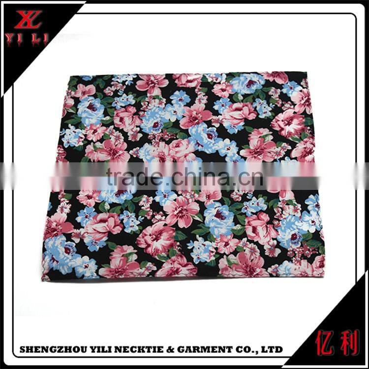 Gift woven cotton printed mini flower christmas handkerchiefs