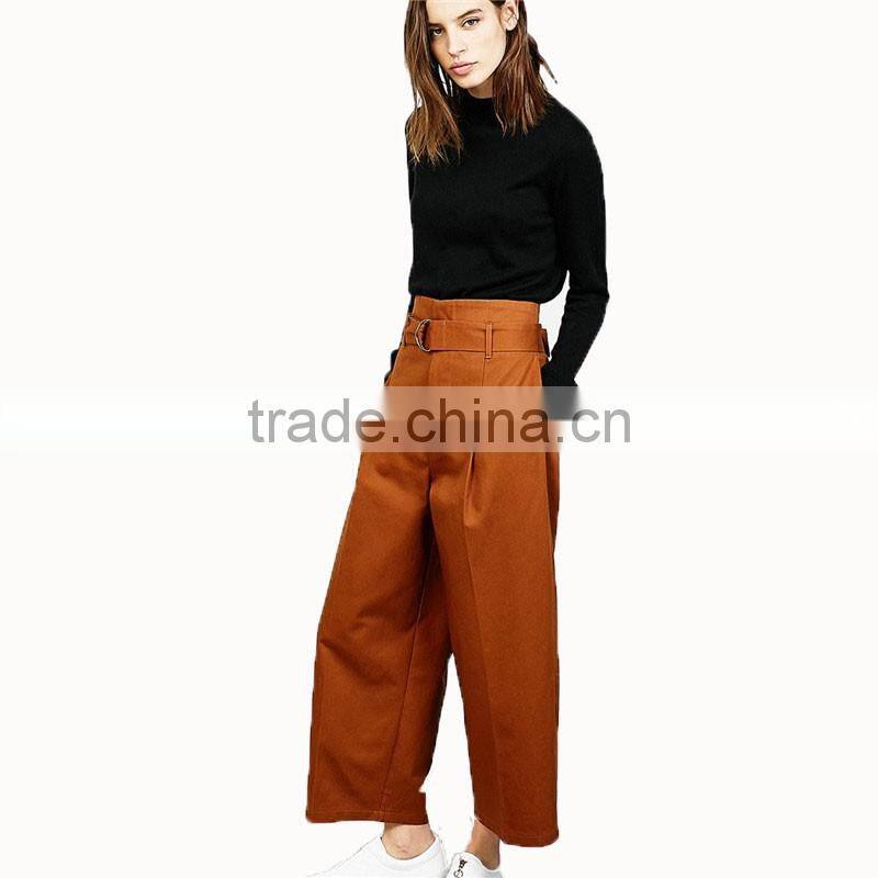 Spring Custom Design Women High Waist Wide Leg Pants