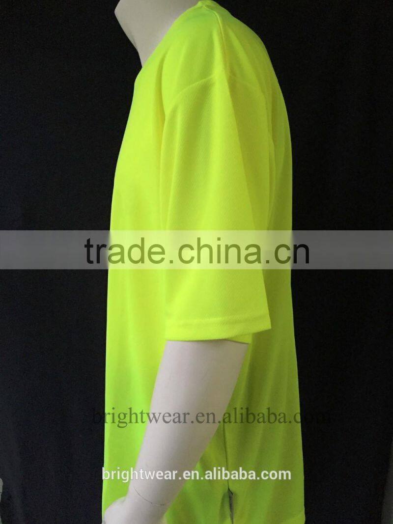 ANSI 100% polyester short sleeve reflective birdeye mesh silk screen printing security T-shirt
