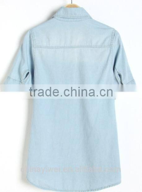 custom women short sleeve denim jacket