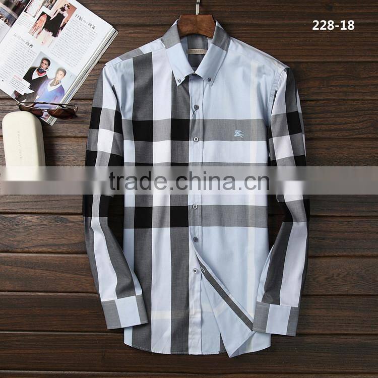 Button down collar checkered new design custom polo shirt for man