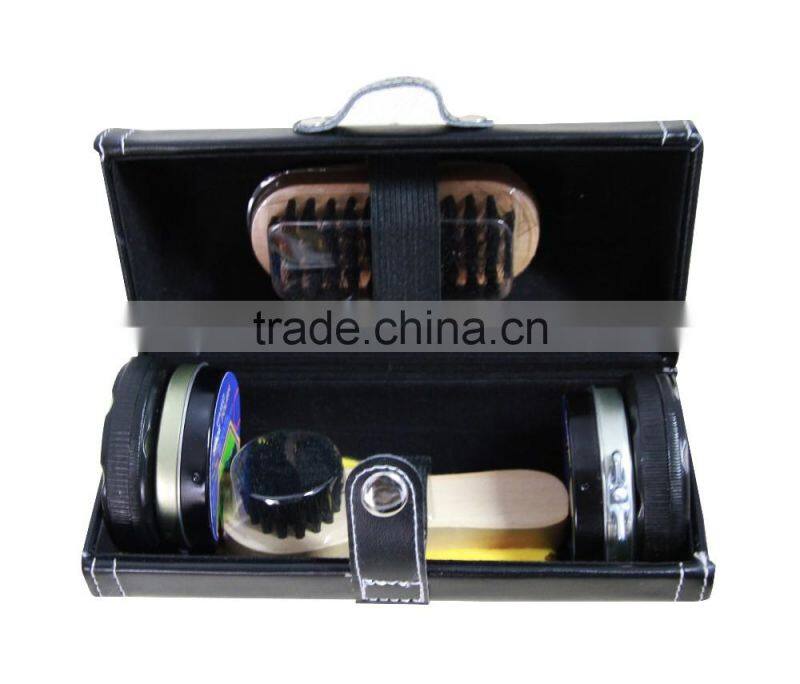 hot selling gentlemen's handware shoe care /polish/shine kit with PU bucket/bag