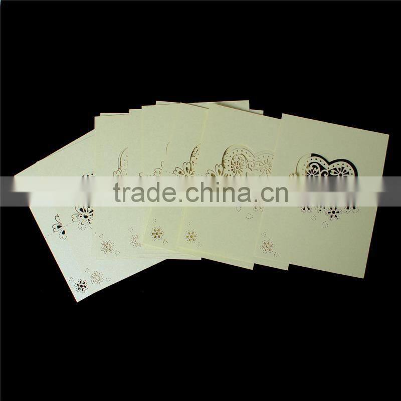 Paper Wedding Party Name Place Card Heart Pale Yellow