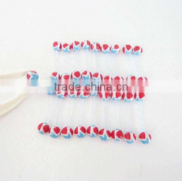 hot printed windmill acrylic ball EBA shaft flexible tongue piercing body jewelry