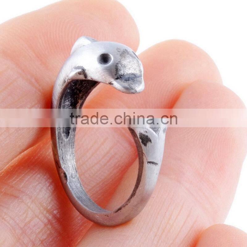 Animal Wrap Rings Gold Silver Plated Dolphin Unique Rings Jewelry Resizable