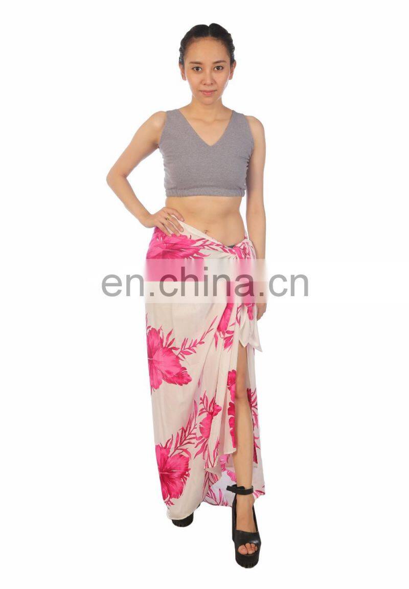 Lofbaz Women's Beach Pareo Sarong Fringeless Wrap Dress Rayon Sexy Cover-up Swimwear Summer