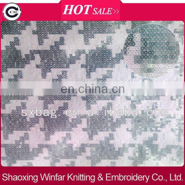 Houndstooth sequin embroidery fabric for lady dress garment