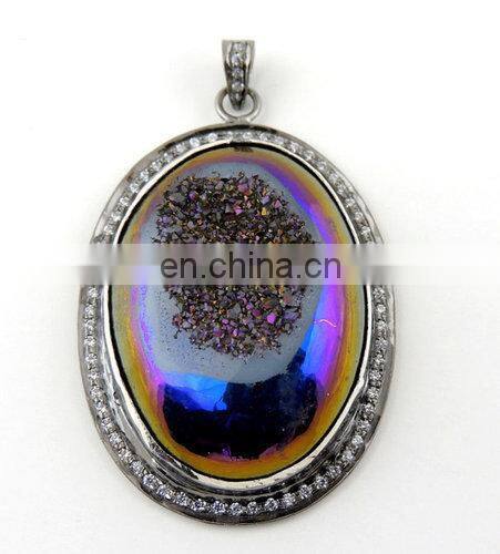 Sapphire Pave Set Gemstone Pendant/2015 wholesale pave set gemstone pendant