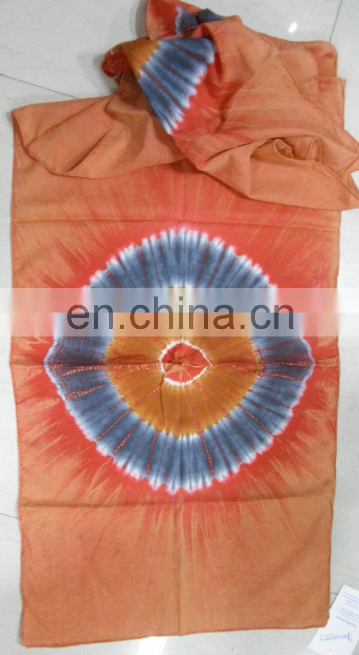 Cotton printed scarf with silver lurex