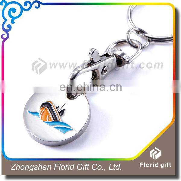 High quality cheap custom shape metal trolley coin keychain