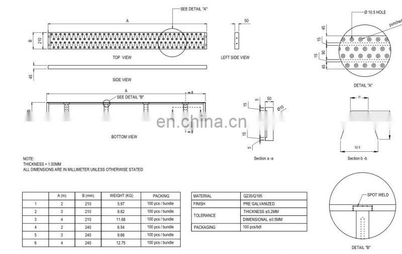 Tianjin Shisheng MTS Certified Scaffolding Perforated Galvanized Steel Walkway Plank