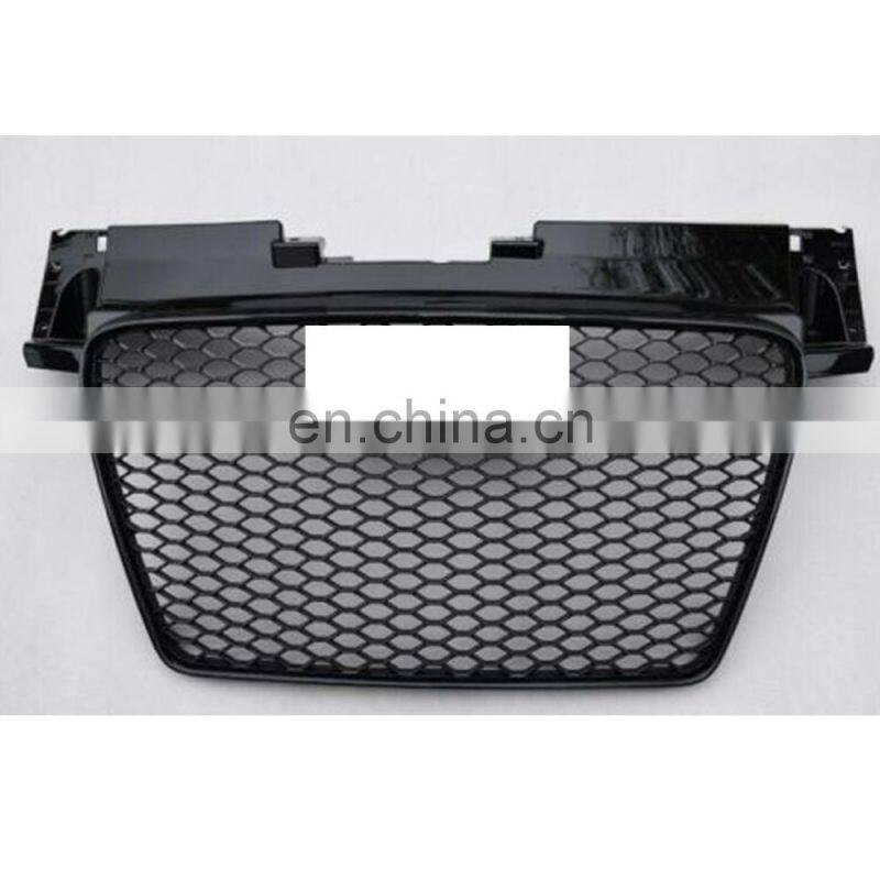 Front Bumper Center Black Grille Silver Ring Trim 07-14 TTRS Style For AUDI TT