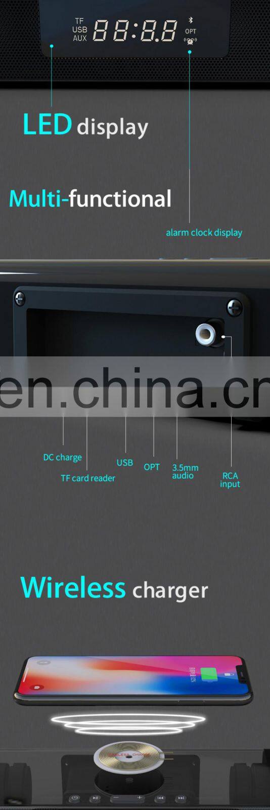 custom design mini portable wireless speaker fabric bluetooth speaker with fm radio Qi Charger