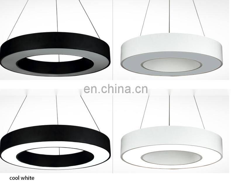 White Black Stylish Geometric Ring Shape Iron Lamp Pendant LED Suspended Light for Office Hotel Restaurant