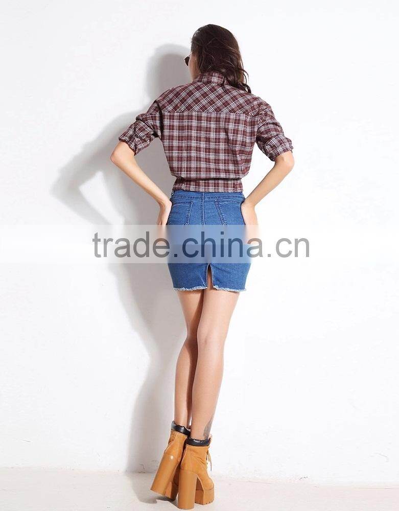 Classic Vintage Plaid Print Women Shirt