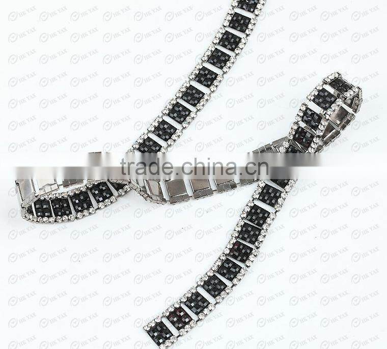W0319 Black resin metal rhinestone crystal patch,crystal patches to sew,metal rhinestone crystal patch