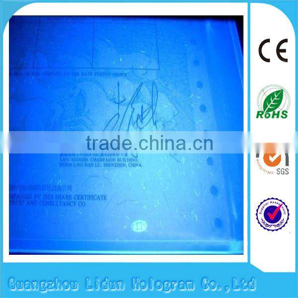 new arrive high-quality Security anti-fake certificate watermark paper with visible/invisible fibers